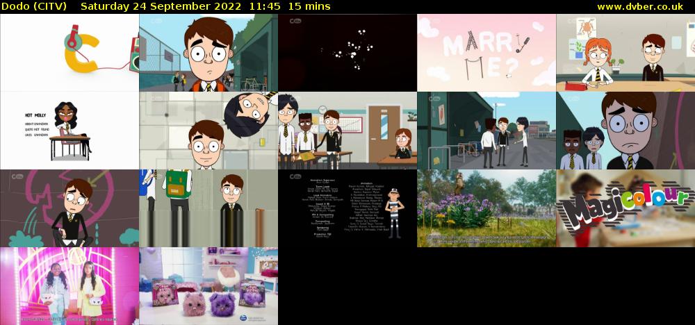 Dodo (CITV) Saturday 24 September 2022 11:45 - 12:00