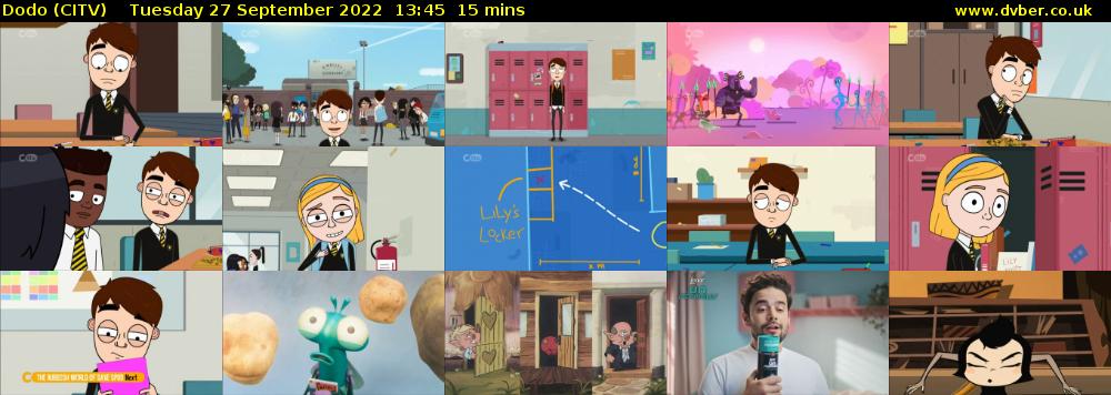 Dodo (CITV) Tuesday 27 September 2022 13:45 - 14:00