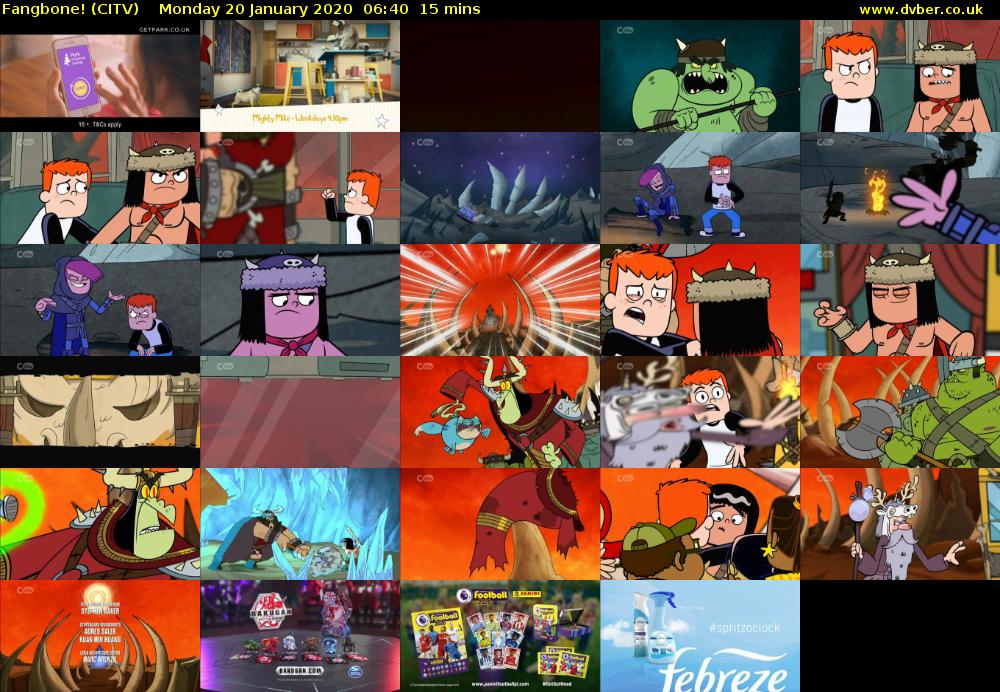 Fangbone! (CITV) Monday 20 January 2020 06:40 - 06:55