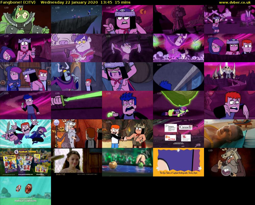 Fangbone! (CITV) Wednesday 22 January 2020 13:45 - 14:00