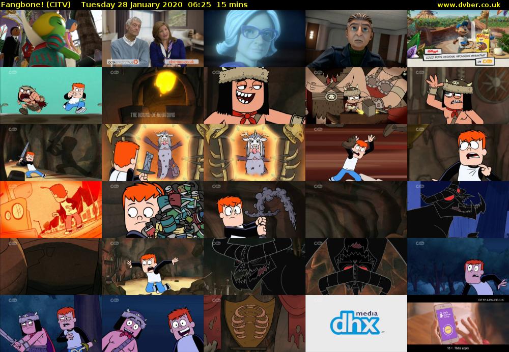Fangbone! (CITV) Tuesday 28 January 2020 06:25 - 06:40