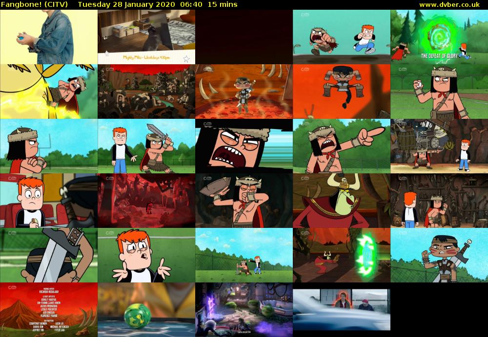 Fangbone! (CITV) Tuesday 28 January 2020 06:40 - 06:55