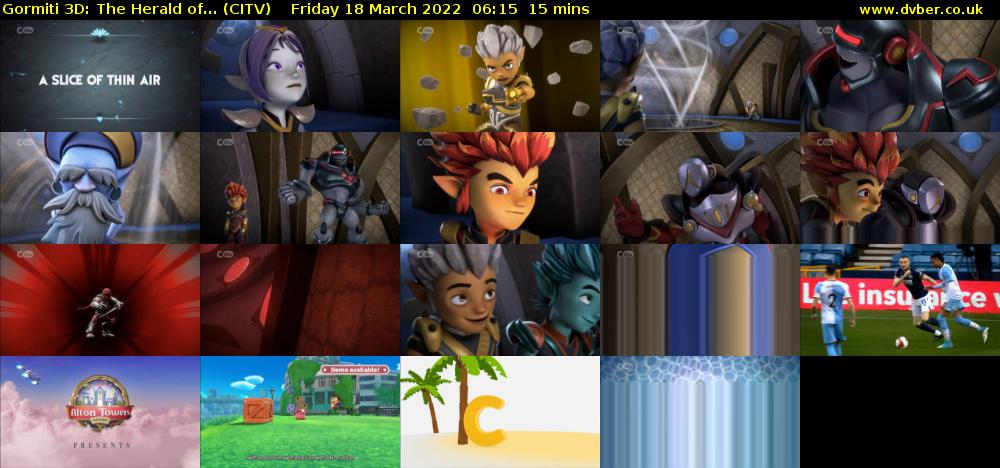 Gormiti 3D: The Herald of... (CITV) Friday 18 March 2022 06:15 - 06:30