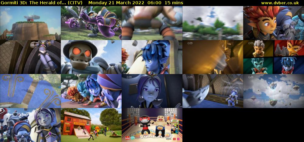 Gormiti 3D: The Herald of... (CITV) Monday 21 March 2022 06:00 - 06:15