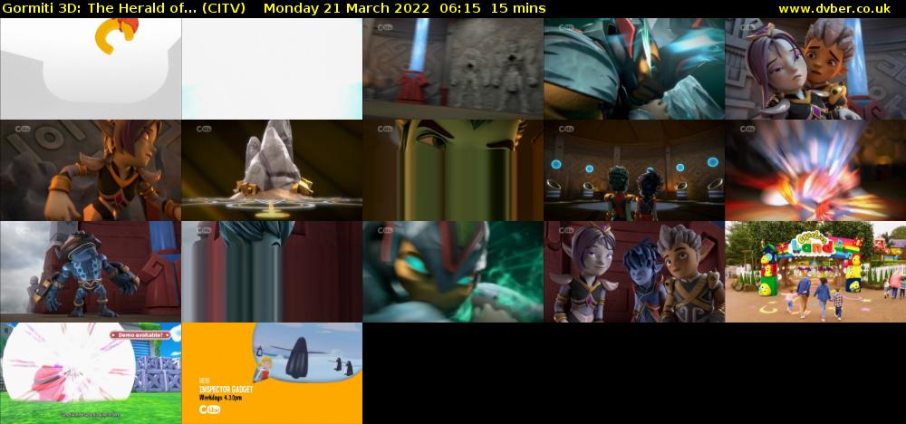 Gormiti 3D: The Herald of... (CITV) Monday 21 March 2022 06:15 - 06:30