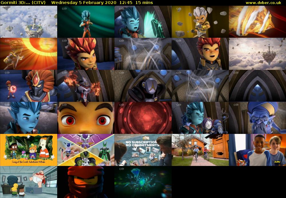Gormiti 3d:... (CITV) Wednesday 5 February 2020 12:45 - 13:00