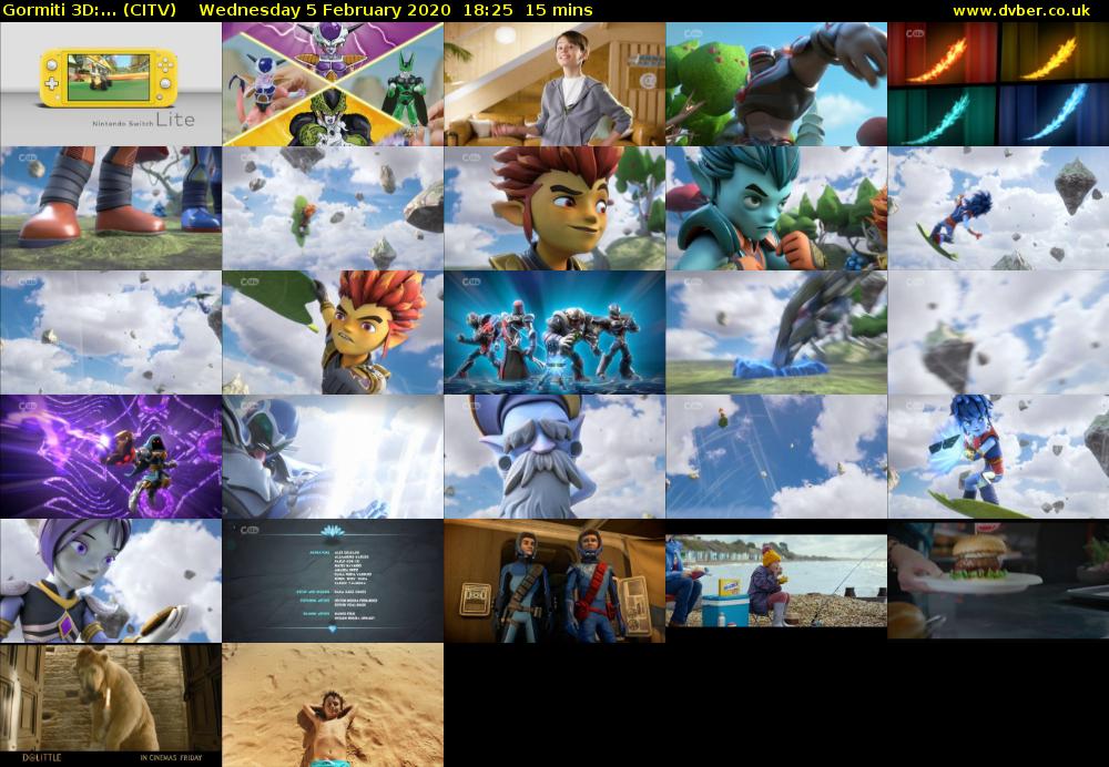 Gormiti 3d:... (CITV) Wednesday 5 February 2020 18:25 - 18:40