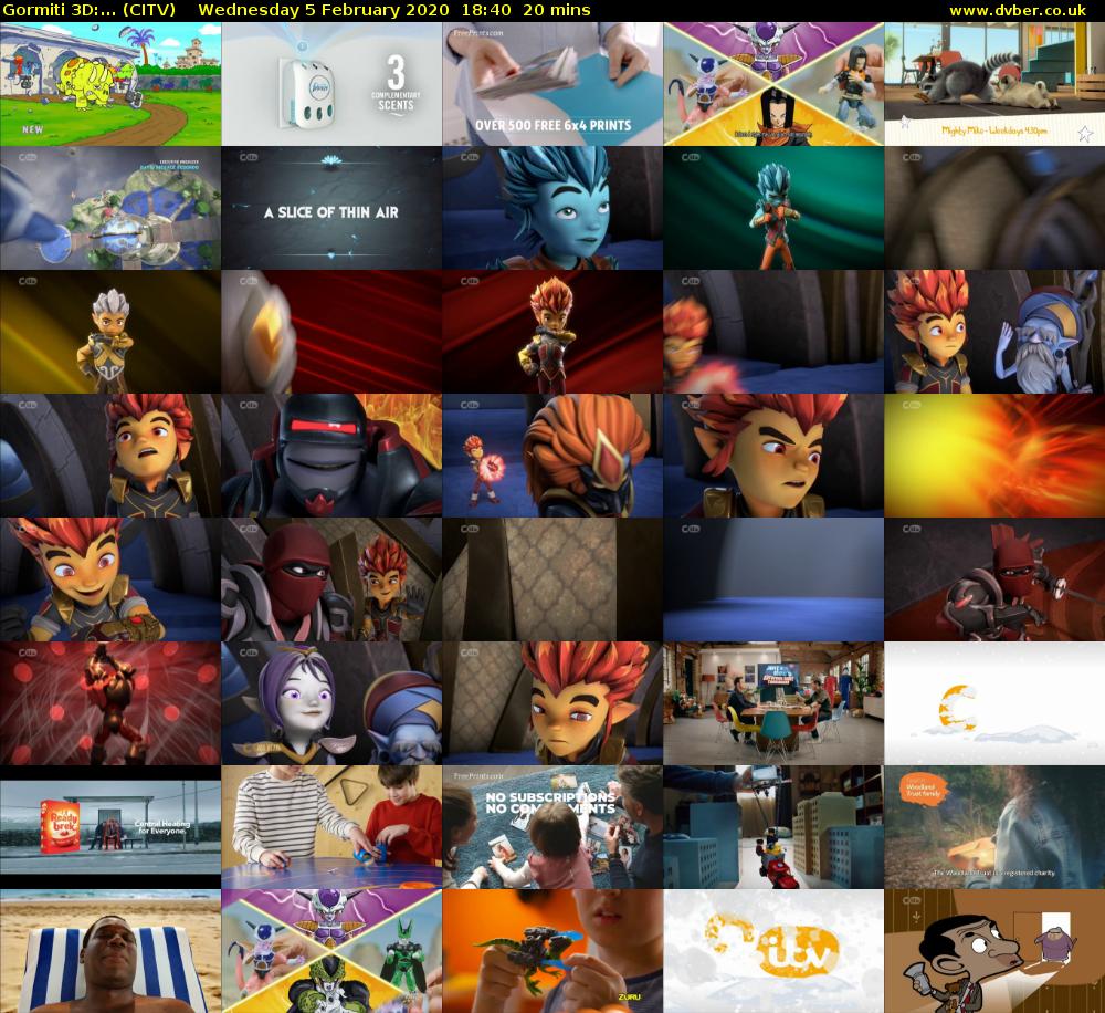 Gormiti 3d:... (CITV) Wednesday 5 February 2020 18:40 - 19:00