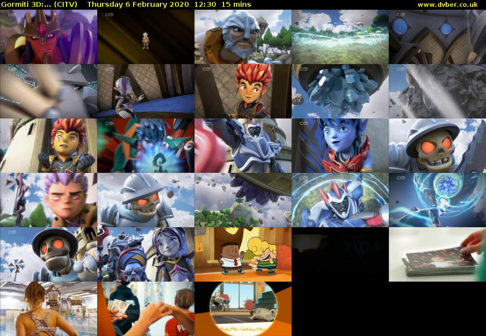 Gormiti 3d:... (CITV) Thursday 6 February 2020 12:30 - 12:45