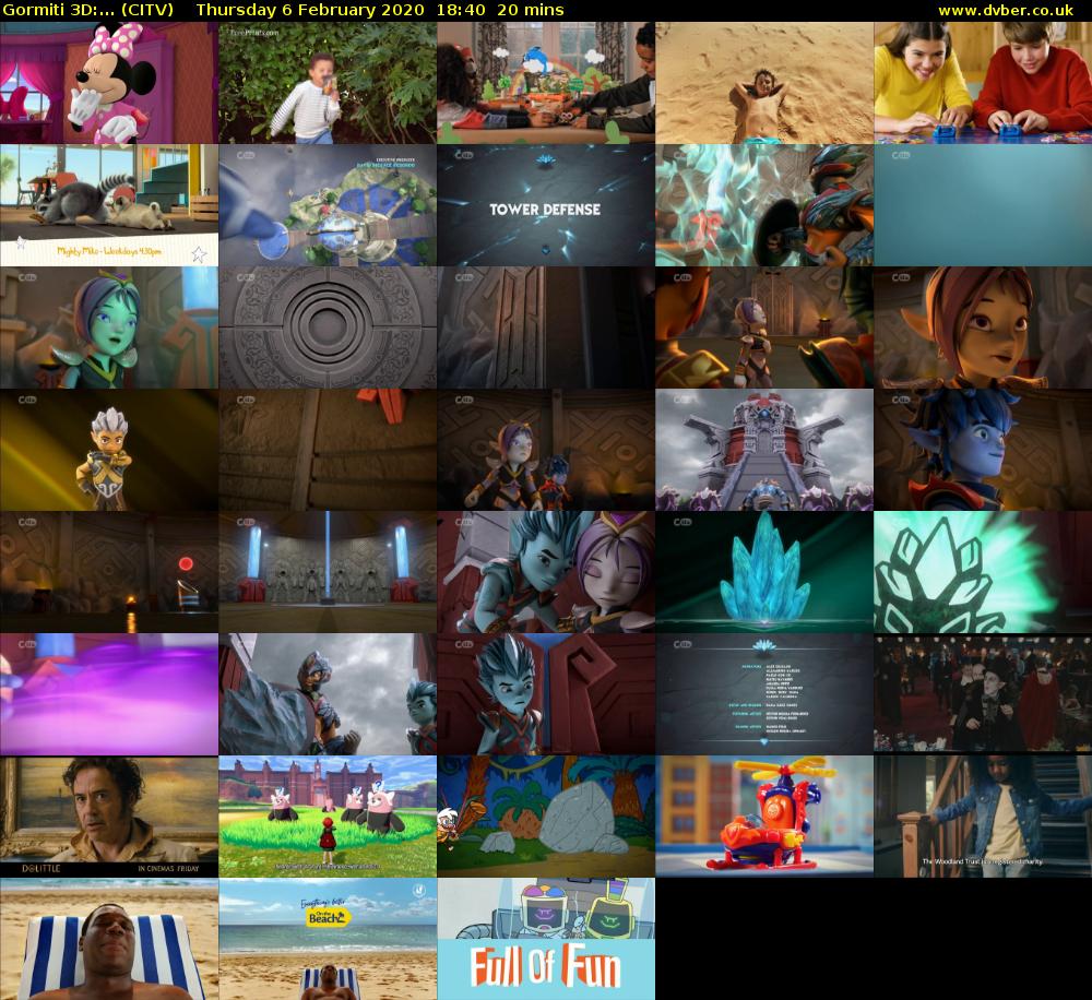 Gormiti 3d:... (CITV) Thursday 6 February 2020 18:40 - 19:00