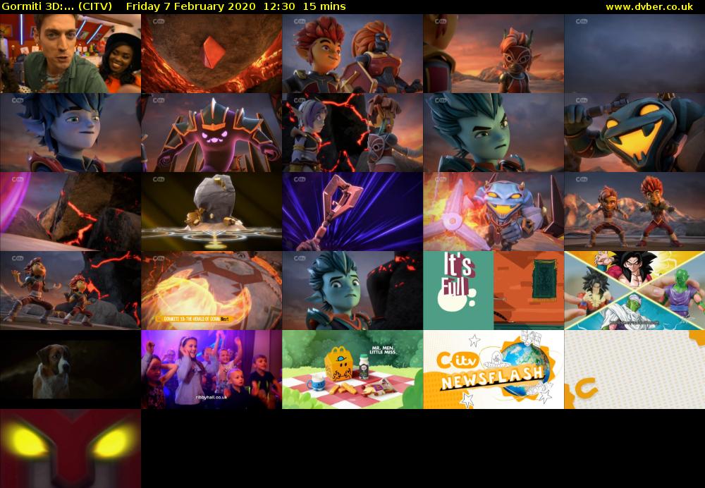 Gormiti 3d:... (CITV) Friday 7 February 2020 12:30 - 12:45