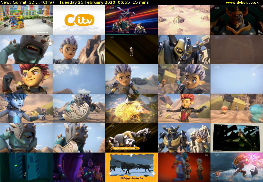 Gormiti 3d:... (CITV) Tuesday 25 February 2020 06:55 - 07:10