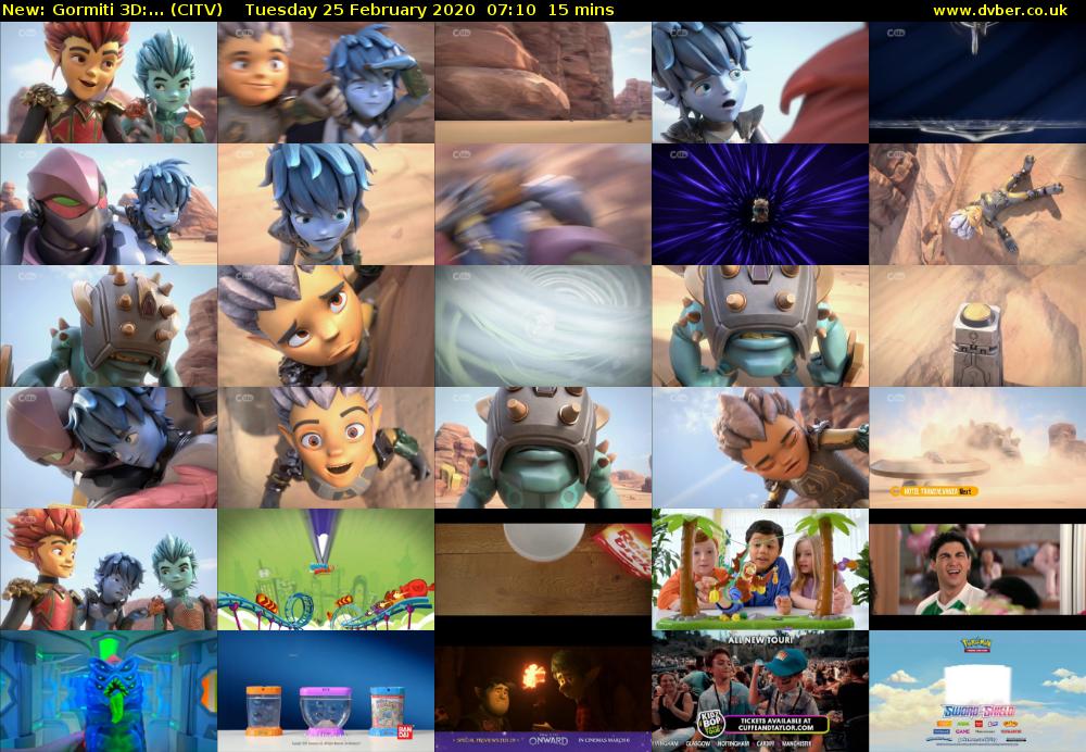 Gormiti 3d:... (CITV) Tuesday 25 February 2020 07:10 - 07:25