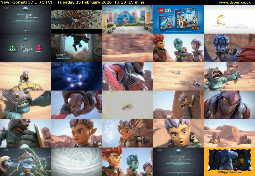 Gormiti 3d:... (CITV) Tuesday 25 February 2020 13:10 - 13:25