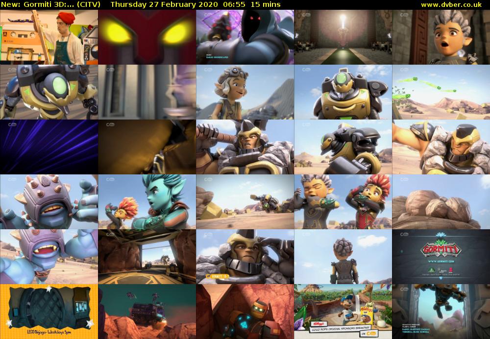 Gormiti 3d:... (CITV) Thursday 27 February 2020 06:55 - 07:10