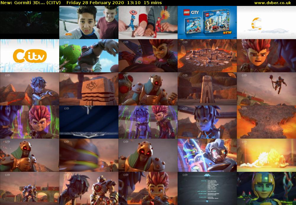 Gormiti 3d:... (CITV) Friday 28 February 2020 13:10 - 13:25