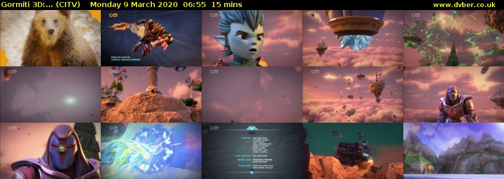 Gormiti 3d:... (CITV) Monday 9 March 2020 06:55 - 07:10