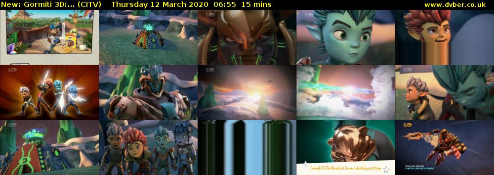 Gormiti 3d:... (CITV) Thursday 12 March 2020 06:55 - 07:10