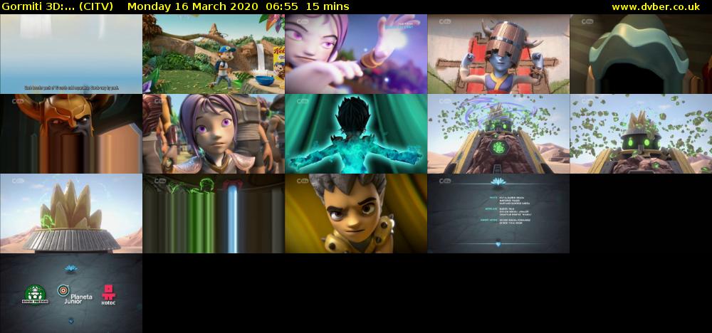 Gormiti 3d:... (CITV) Monday 16 March 2020 06:55 - 07:10