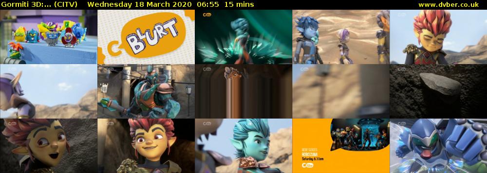 Gormiti 3d:... (CITV) Wednesday 18 March 2020 06:55 - 07:10