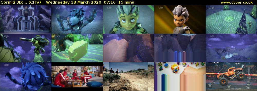 Gormiti 3d:... (CITV) Wednesday 18 March 2020 07:10 - 07:25