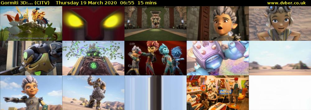 Gormiti 3d:... (CITV) Thursday 19 March 2020 06:55 - 07:10