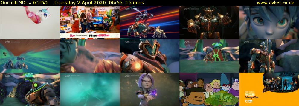 Gormiti 3d:... (CITV) Thursday 2 April 2020 06:55 - 07:10