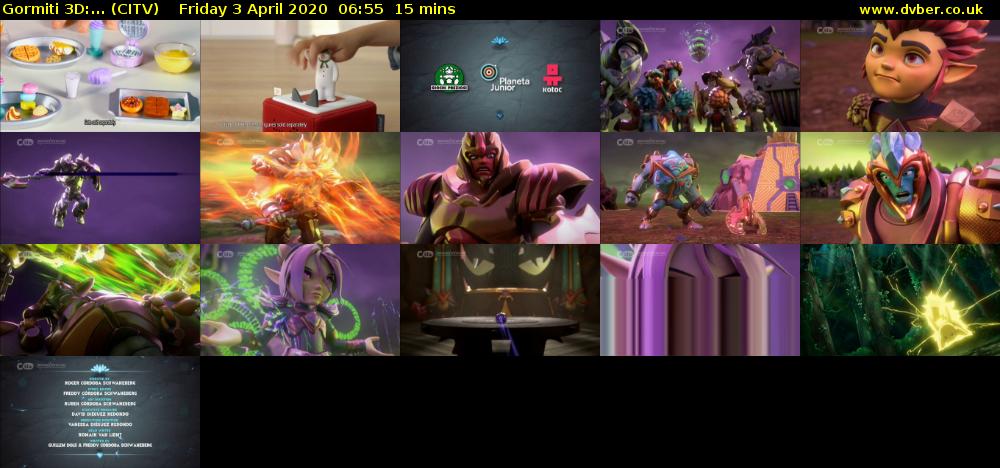 Gormiti 3d:... (CITV) Friday 3 April 2020 06:55 - 07:10