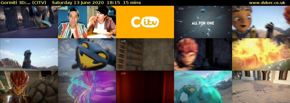 Gormiti 3d:... (CITV) Saturday 13 June 2020 18:15 - 18:30