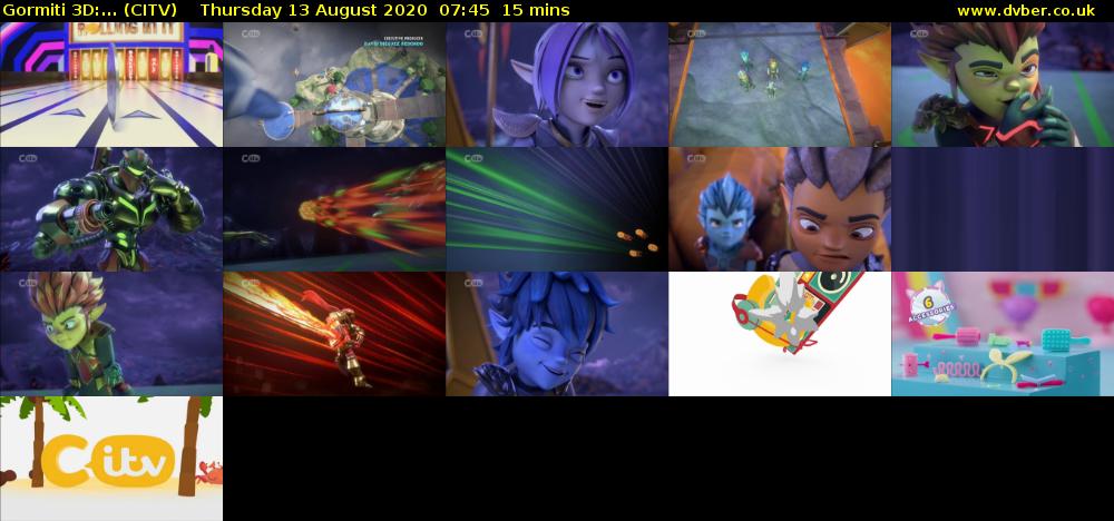 Gormiti 3d:... (CITV) Thursday 13 August 2020 07:45 - 08:00