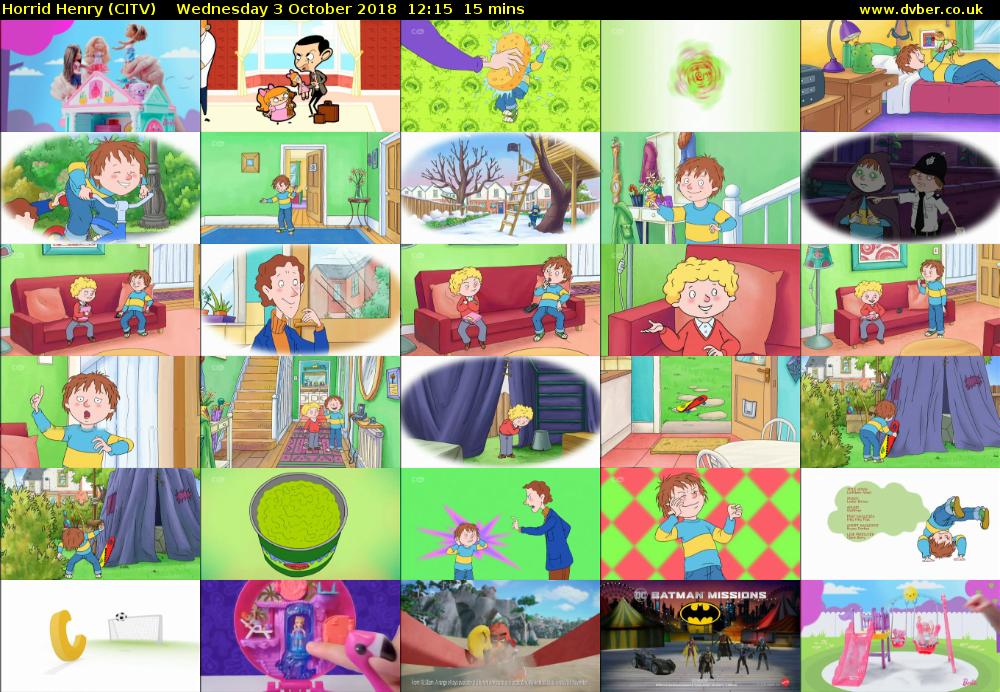 Horrid Henry (CITV) Wednesday 3 October 2018 12:15 - 12:30