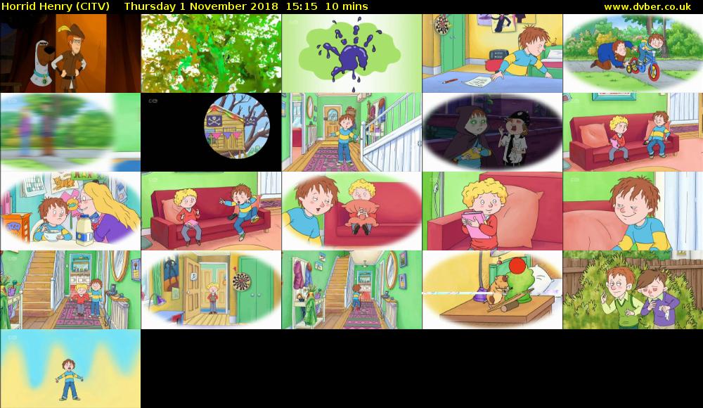 Horrid Henry (CITV) Thursday 1 November 2018 15:15 - 15:25