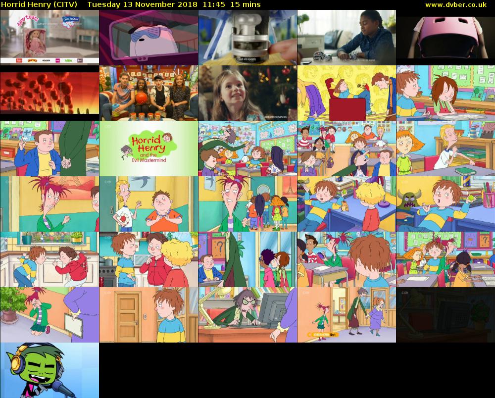 Horrid Henry (CITV) Tuesday 13 November 2018 11:45 - 12:00