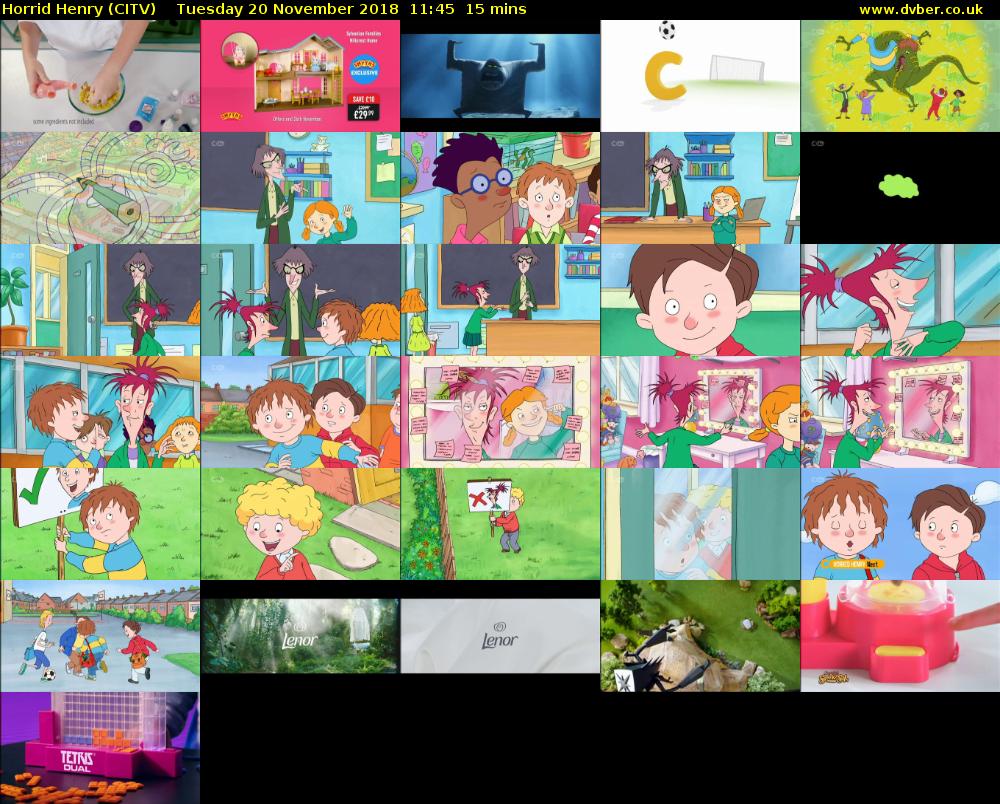 Horrid Henry (CITV) Tuesday 20 November 2018 11:45 - 12:00