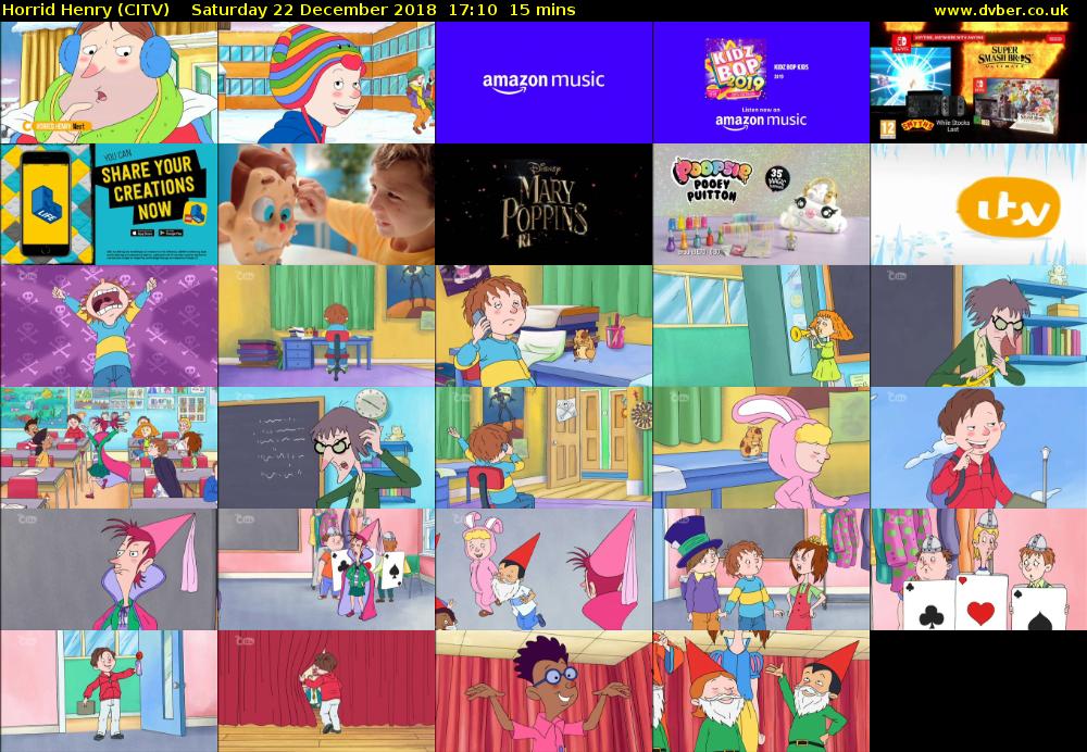 Horrid Henry (CITV) Saturday 22 December 2018 17:10 - 17:25
