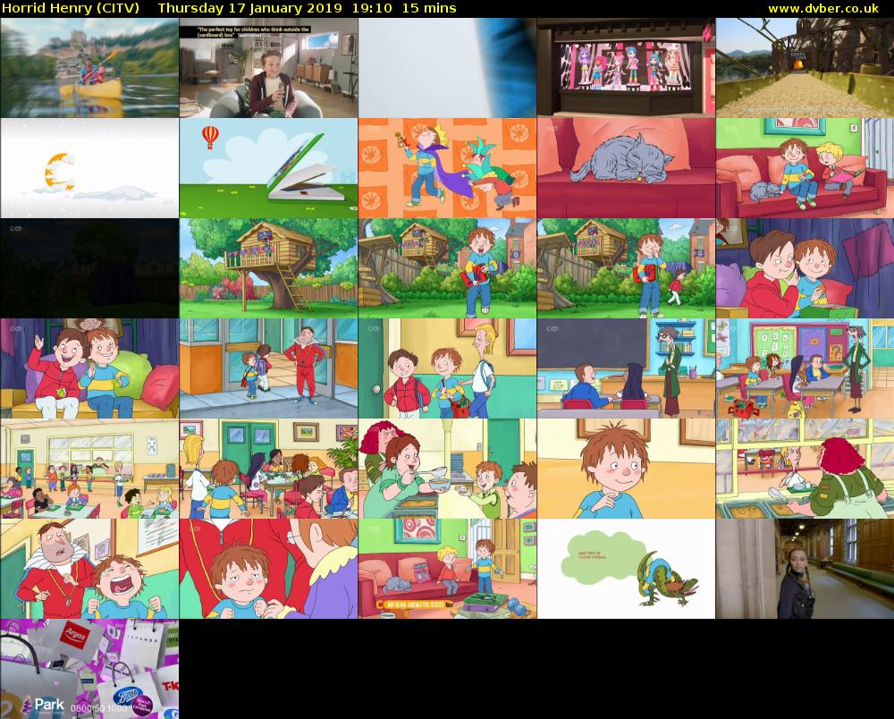 Horrid Henry (CITV) Thursday 17 January 2019 19:10 - 19:25