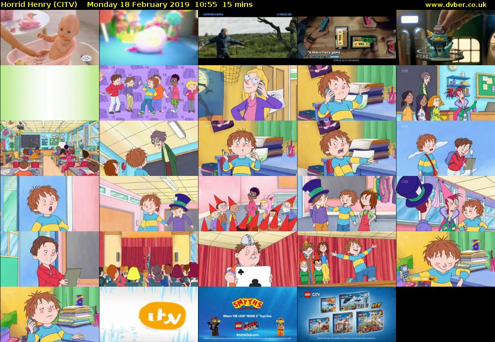 Horrid Henry (CITV) Monday 18 February 2019 10:55 - 11:10