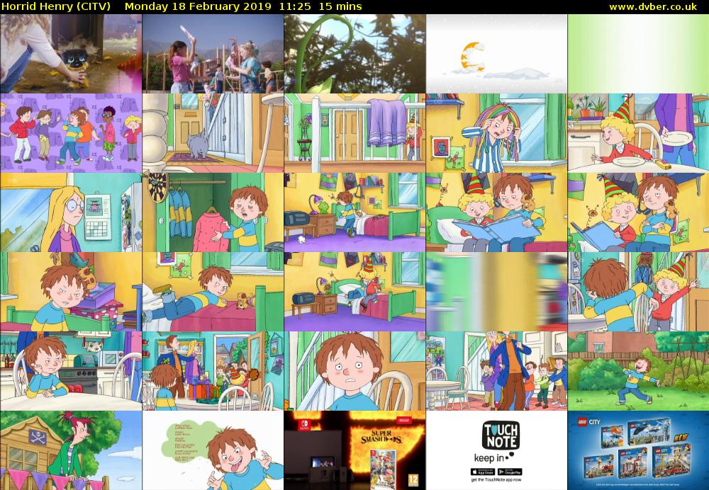 Horrid Henry (CITV) Monday 18 February 2019 11:25 - 11:40