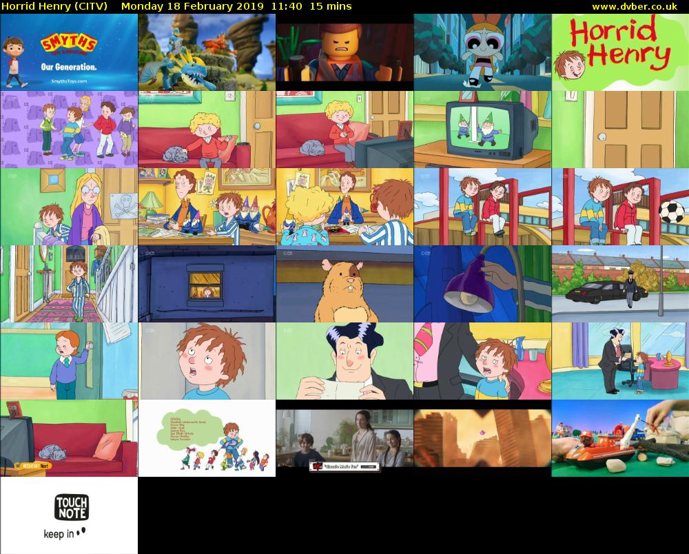Horrid Henry (CITV) Monday 18 February 2019 11:40 - 11:55
