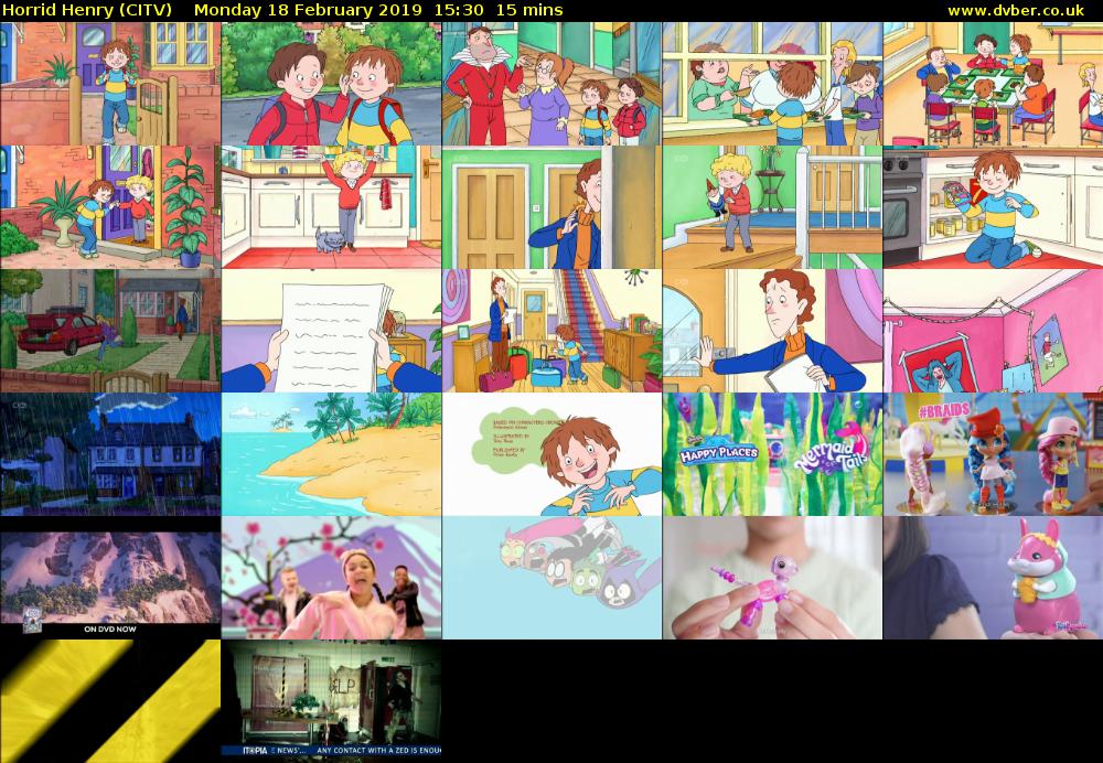 Horrid Henry (CITV) Monday 18 February 2019 15:30 - 15:45