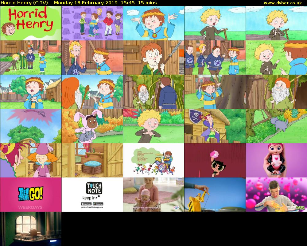 Horrid Henry (CITV) Monday 18 February 2019 15:45 - 16:00
