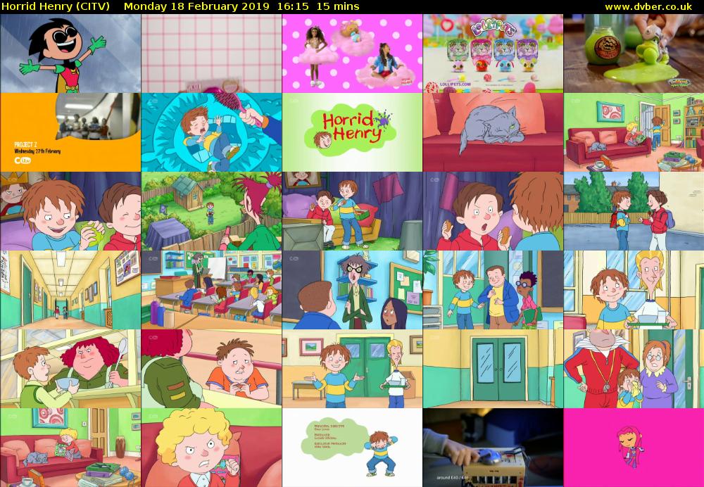 Horrid Henry (CITV) Monday 18 February 2019 16:15 - 16:30