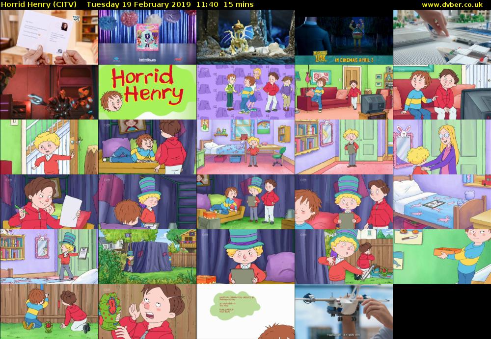 Horrid Henry (CITV) Tuesday 19 February 2019 11:40 - 11:55