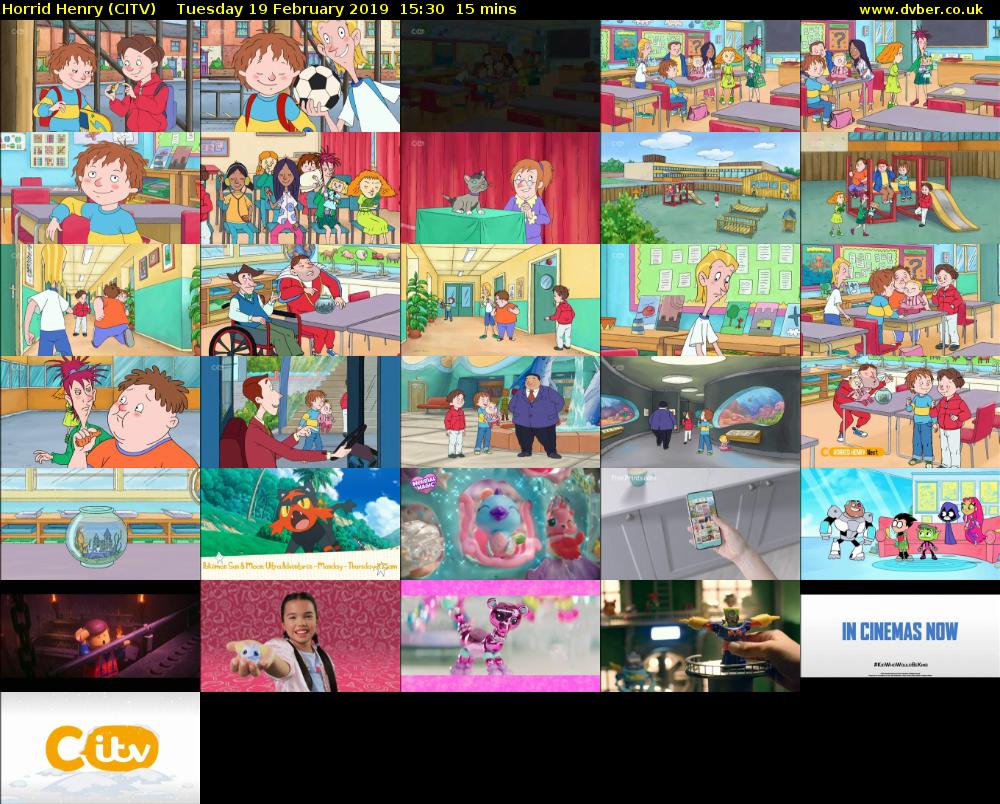 Horrid Henry (CITV) Tuesday 19 February 2019 15:30 - 15:45