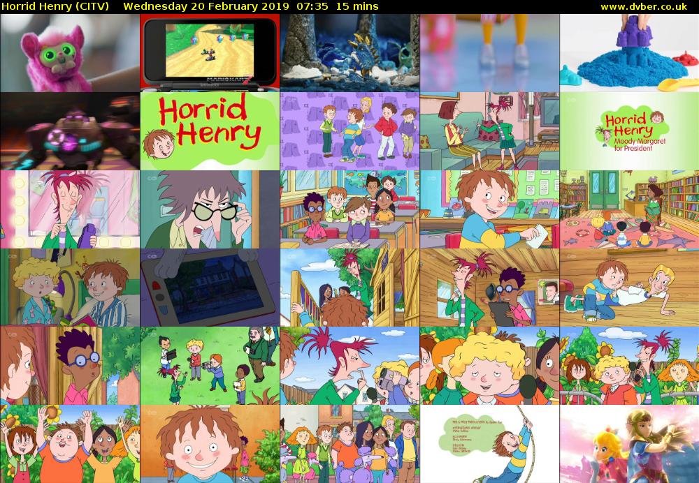 Horrid Henry (CITV) Wednesday 20 February 2019 07:35 - 07:50