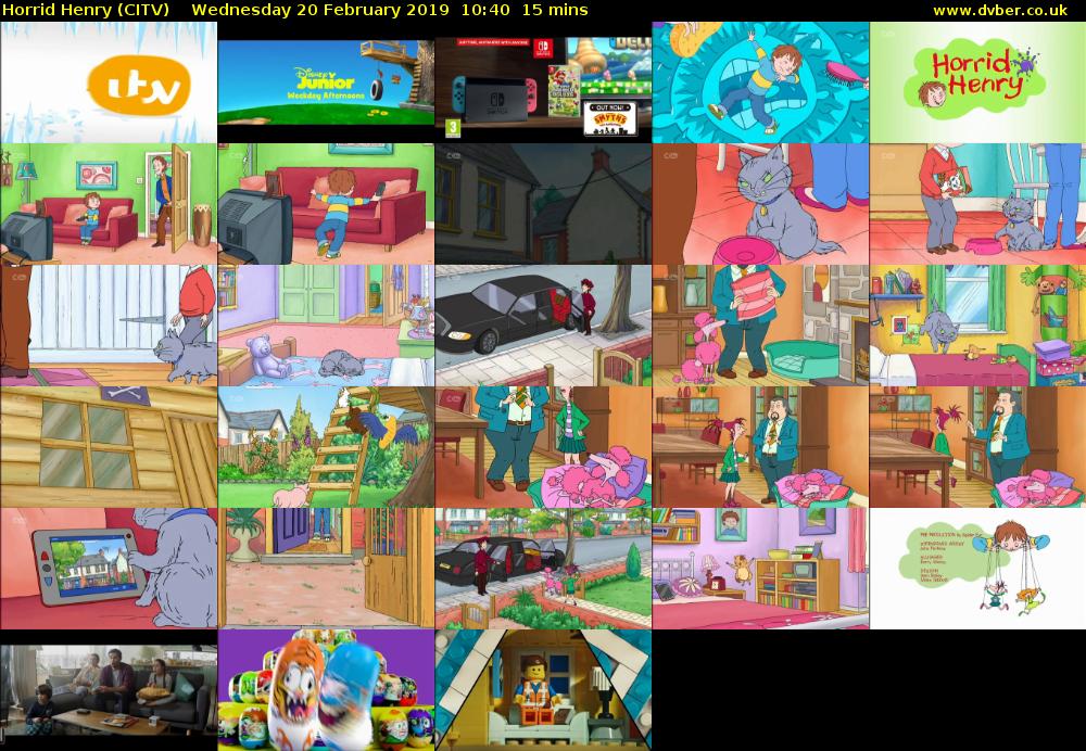 Horrid Henry (CITV) Wednesday 20 February 2019 10:40 - 10:55
