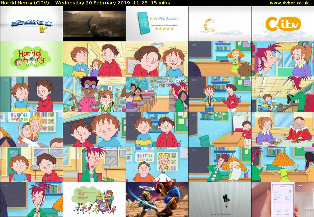 Horrid Henry (CITV) Wednesday 20 February 2019 11:25 - 11:40