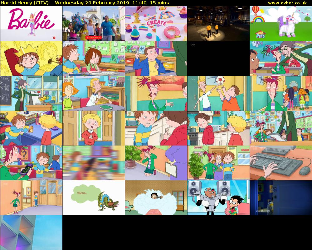Horrid Henry (CITV) Wednesday 20 February 2019 11:40 - 11:55