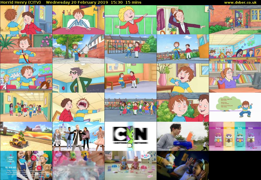 Horrid Henry (CITV) Wednesday 20 February 2019 15:30 - 15:45