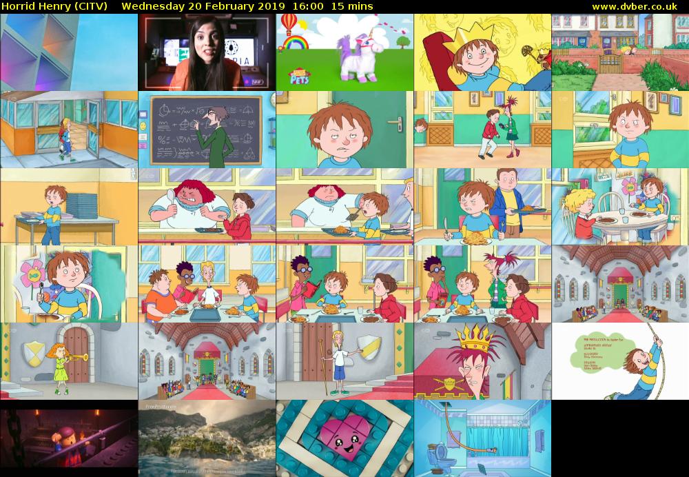 Horrid Henry (CITV) Wednesday 20 February 2019 16:00 - 16:15
